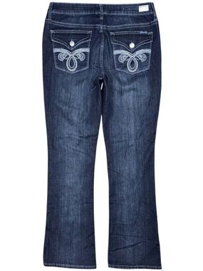 Seven7 Jeans Slim Boot Cut Dark Wash Embroidered Flap Pocket Womens 12 Stretch